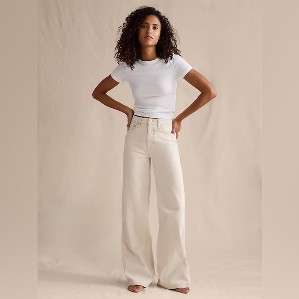 NWT! Banana Republic Ecru The Icon Classic Wide-Leg Jean - 826977 🖤